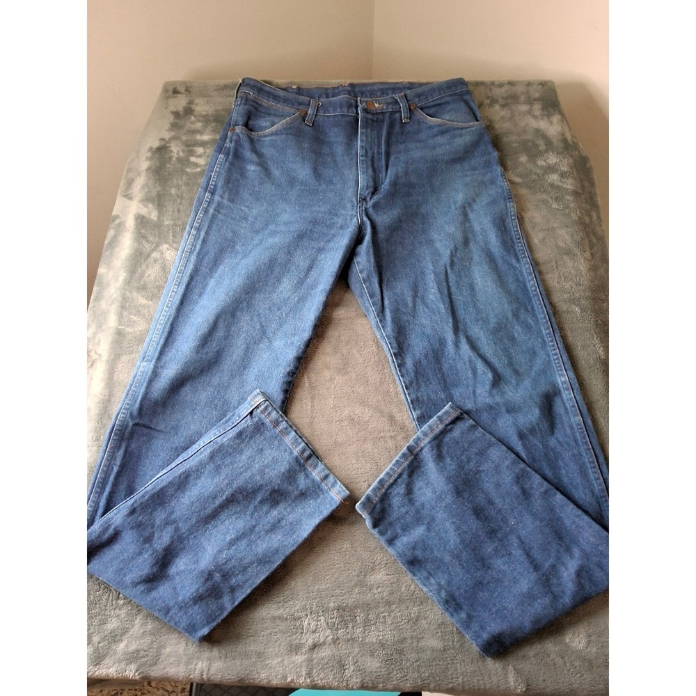 Wrangler 13MWZ Cowboy Cut Original Fit Jeans Mens 36x34 Blue Denim Straight Leg